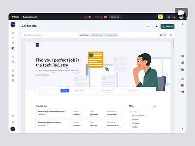 Tiimi - Customizing a Career Site in a SaaS HR Management System animation candidate career site company dashboard hiring hr hrd hrm hrms hrs job job site product design saas saas design team management ui ux web design