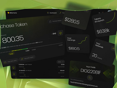 Token dashboard design animation app blockchain crypto cryptocurrency dashboard defi dex dex tools exchange spline tocken ui ui design web web app