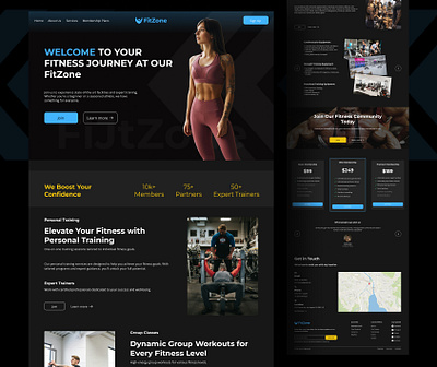 FitZone Gym Website UI UX Design 3d app design branding fitness club fitness website fitness website landing page graphic design gym center gym website health and wellness health website landing page logo mobile app design ui uiux uiux design ux web design website design