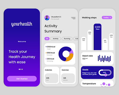 Health Tracking App app design ui ux