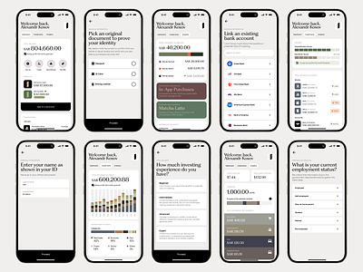 Alinma Bank — Mobile Banking App Screens. App Design & UX/UI. alinma app app design bank design finance fintech minimal mobile product design ui ux wallet