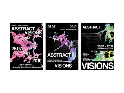 Posters for the contemporary art exhibition "Abstract Visions" branding design graphic design logo poster posters ui