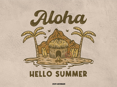 Aloha Hello Summer clothing graphic design illustration tshirt vintage