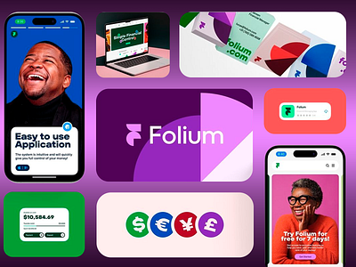 Folium - Financial Management Branding admin bank banking brand brand identity branding credit card design finance financial fintech investment logo management money payment prototype statistics transaction wallet