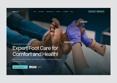 Healsteps- Design exploration for Podology clinic footcare health healthcare landingpage landingpagedesign minimal modern pedicure podology ui web webdesign website