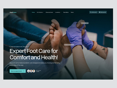 Healsteps- Design exploration for Podology clinic footcare health healthcare landingpage landingpagedesign minimal modern pedicure podology ui web webdesign website