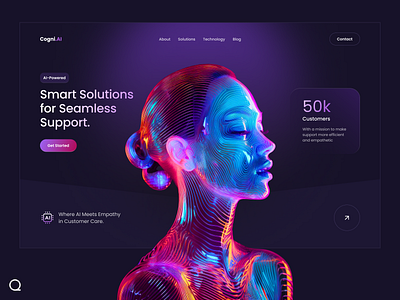 AI-Powered Startup Web Design 3d ai artificial intelligence branding customer support design dribbble dribbble best shot gradient graphic design landing page product technology ui uiux web web design website