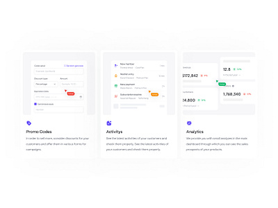 Feature cards card dashboard feature landing layout lazy light marketing minimal modern saas ui visual web