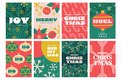 Christmas Cards Collection christmas creative happy holiday illustration new year poster retro template texture vecor vector