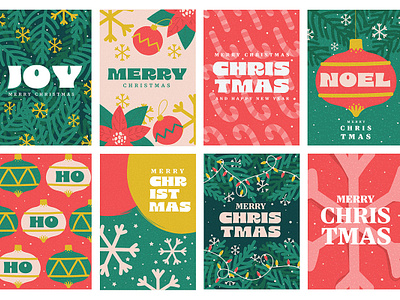 Christmas Cards Collection christmas creative happy holiday illustration new year poster retro template texture vecor vector