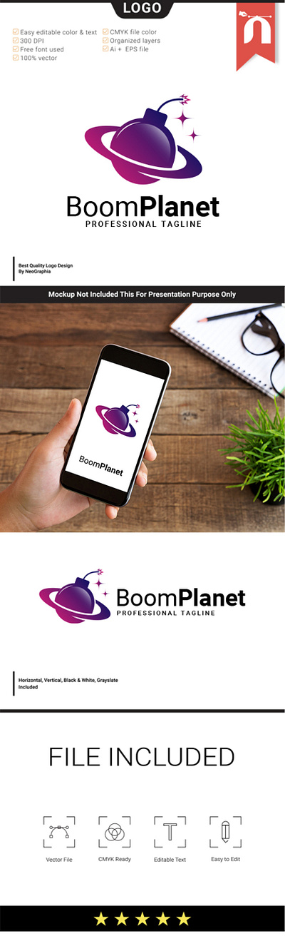 BoomPlanet bomb boom design graphic design logo planet universal