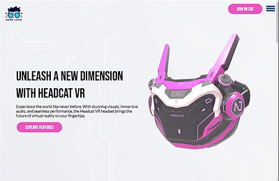 VRCAT – VR Headset Product Showcase Website Made on Dora.run 3d ai animation design dora dora.ai graphic design illustration motion graphics typography ui ux vector