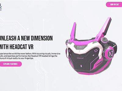 VRCAT – VR Headset Product Showcase Website Made on Dora.run 3d ai animation design dora dora.ai graphic design illustration motion graphics typography ui ux vector