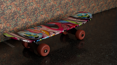 Modeled this skate board in blender and made funkey design on it 3d blender modeling productdesign