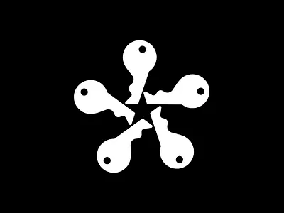 Keys + Stars Logo keys logo negative space star