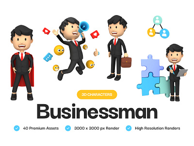 Businessman 3D Characters 3d 3d character 3d character modeling 3d illustration 3d mascot 3d modeling 3dart 3ddesign banking blender business businessman character character design corporate employee financial illustration mascot render