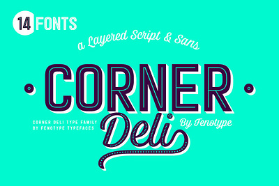 Corner Deli Layered Font Pack brush corner deli layered font pack deli diner fast food layer layered logo new york ornamental packaging restaurant sans script