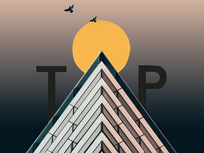 Illustration: Rise to the Top achievement ambition architecture determination goal setting growth inspiration leadership minimalism motivation perspective progress reach higher strength success sun rise top upward journey vision visual art