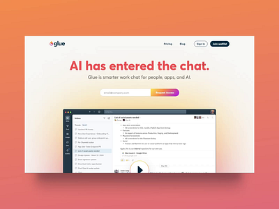 Glue Website ai assistant chat gradient lottie motion design ui web design webflow