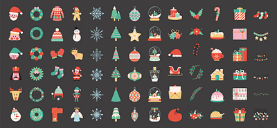 Christmas elements vector set art branding cartoon design draw graphic design hand draw illustration logo