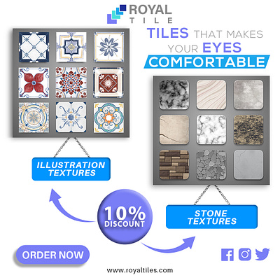 Royal Tiles Social Media Design brandaesthetic branding creativebranding designforecommerce digitalmarketing ecommerce ecommercedesign engagingcontent graphicdesign interiordesign marketingdesign productpromotion socialmedia socialmediadesign socialmediapost visualmarketing