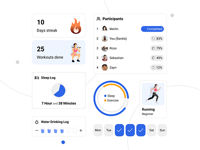 Workout App UI Design - bento style app app design bento bento style bento ui clean ui design fitness fitness app fitness tracking fitness ui health app modern design product design sport sport app ui ux workout workout app