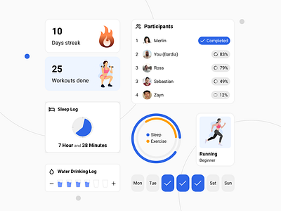 Workout App UI Design - bento style app app design bento bento style bento ui clean ui design fitness fitness app fitness tracking fitness ui health app modern design product design sport sport app ui ux workout workout app