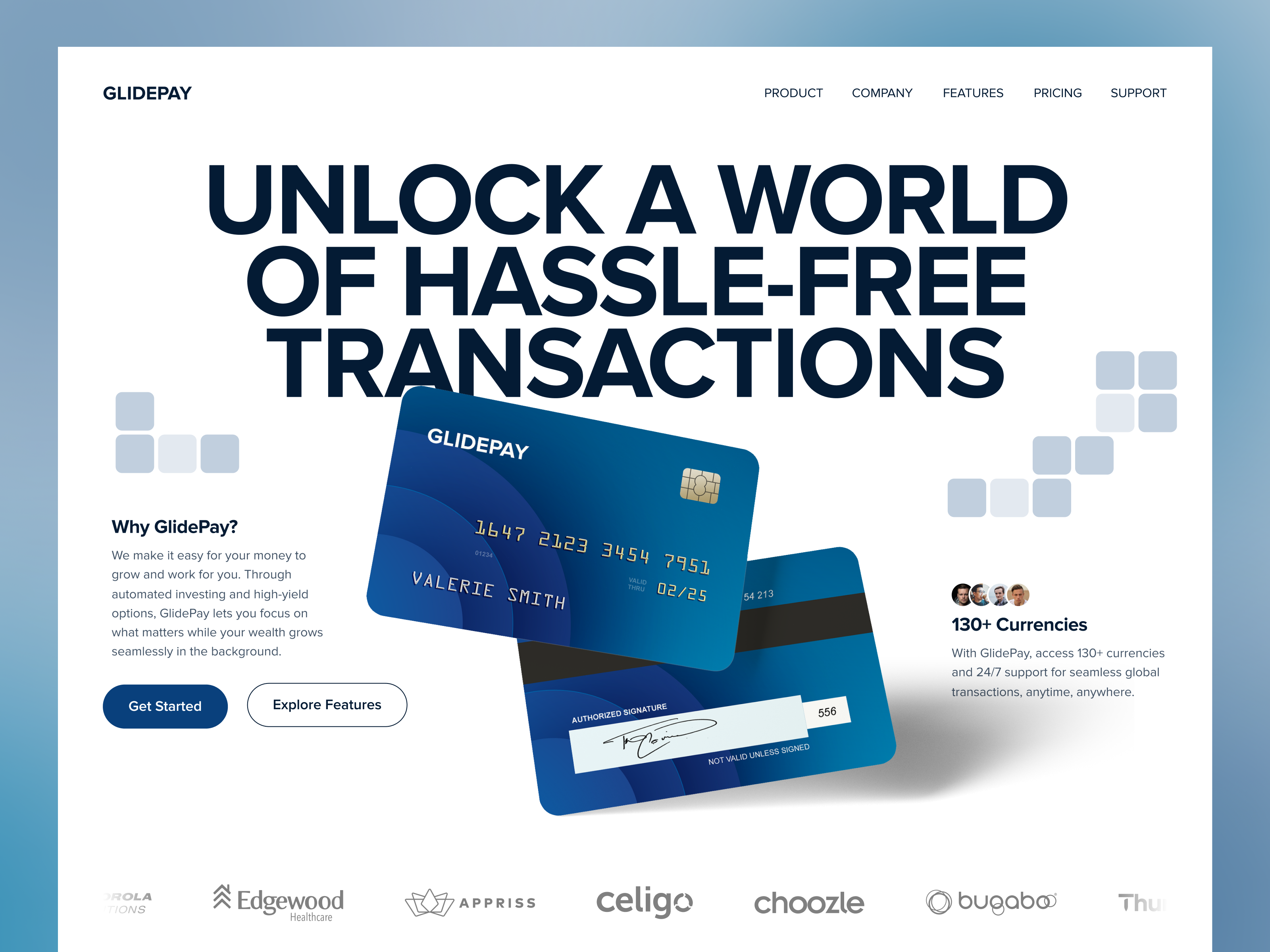 Glidepay ai animation app uiux bank branding card credit card debit card design finance web finical fintech illustration motion graphics transection ui ui animation uiux web animation web design