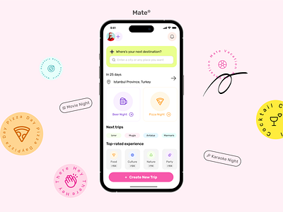 User Interface / User Experience | Mate: Buddy Travel Planner | app branding design mobile app ui ui design user ux