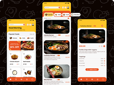 Food App UI Design app concept app interface clean design custom app design food app food delivery food ui healthy food app interactive design minimalist app mobile app design mobile ux modern ui online ordering productivity app restaurant app ui inspiration user friendly design uxui design web design