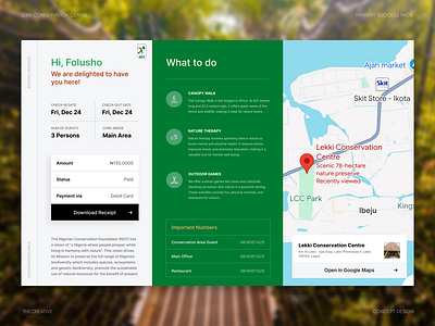 Lekki Conservation Centre: Payment Success Page app design typography ui uiux ux web app