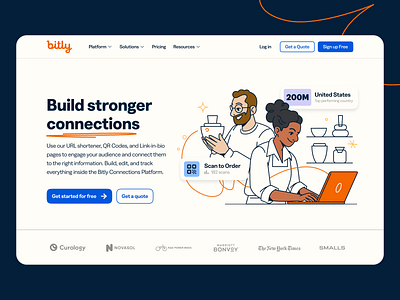 Bitly website redesign bitly connections landing page link qr code responsive design saas saas design saas website ui user experience ux web design web designer