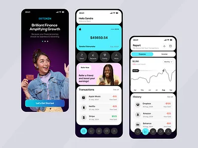 Finance app UI screens app design finance typography ui ux