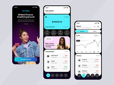 Finance app UI screens app design finance typography ui ux