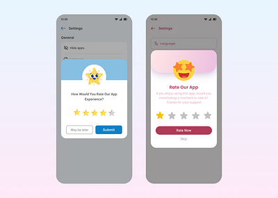 Rate Us Screen UI clean ui design cute ui ios ui design rank ui design review ui simple ui smiley ui star rating ui submit button design survey ui uiux user experience user feedback