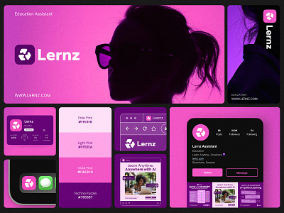 Lernz | Design - Identity ad design brand identity branding color colors creative design graphic design logo logo craft logomark marketing pink purple social media typographic visual identity