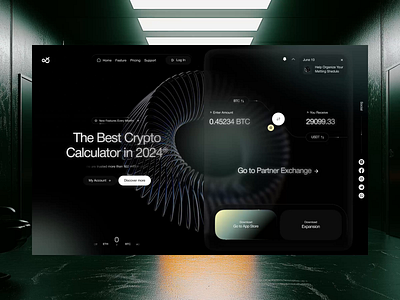 Crypto Calculator 3d animation branding calculator crypto design graphic landing layout logo minimal motion spline tranding typography ux web website