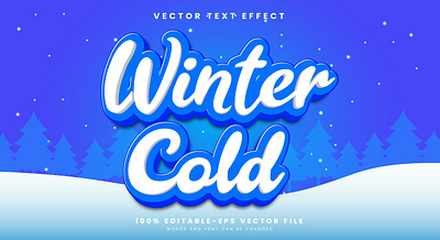 Winter Cold 3d editable text style Template glow