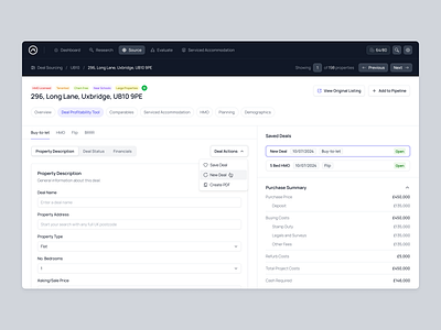 Property Market Data Sourcing Tool - PropertyMarketIntel (SaaS) dashboard data dashboard design agency product designer property data proptech saas saas designer ui designer ux designer