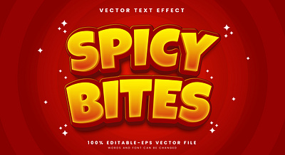 Spicy Bites 3d editable text style Template food and drink