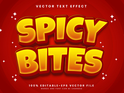 Spicy Bites 3d editable text style Template food and drink