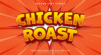 Chicken Roast 3d editable text style Template food and drink