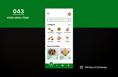 DAY-043 FOOD MENU ITEMS 100 days ui 100days 100daysofui app design daily ui challenge design figma food app food menu food menu items menu items ui user interface