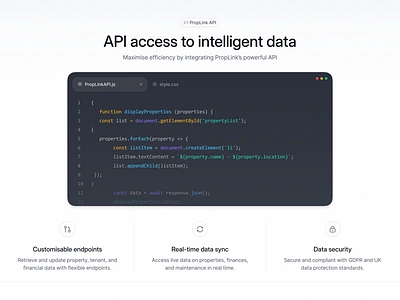 API Details Section api landing page marketing pages minimal modern saas section ui ux