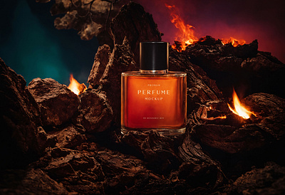 Free Luxury Perfume Mockup on Fiery Rocks bottle download free free mockup free psd freebie freebies graphic design luxury mockup packaging perfume perfume mockup psd psd mockup rb resource boy