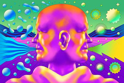 The Art of Lying - Science Focus art direction commission editorial editorial illustration face graphic head human illustration landscape portrait profile psychedelic retro science scifi shading surreal texture vector