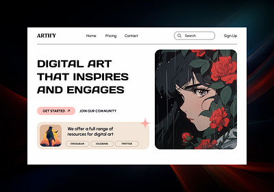 Artify | Website ai brand design designer digitalart dribbble figma graphic design landingpage logo project trendy ui uidesign uiux ux uxdesign webdesign website websitedesign