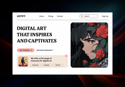 Artify | Website ai brand design designer digitalart dribbble figma graphic design landingpage logo project trendy ui uidesign uiux ux uxdesign webdesign website websitedesign