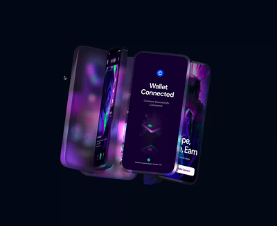 Solana based social app, SOLSWIPE.app animated blockchain crypto mockup purple reels solana spline tiktok