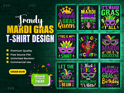 Mardi Gras T-Shirt Design Bundle